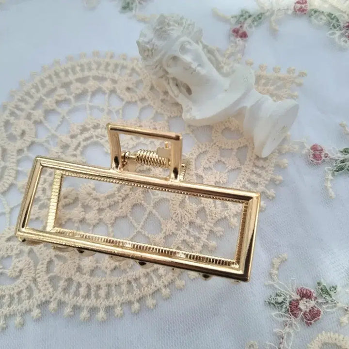 [BUNJANG] Gold Square Hair Clip / 골드 사각 헤어 집게핀 머리핀(새상품)
