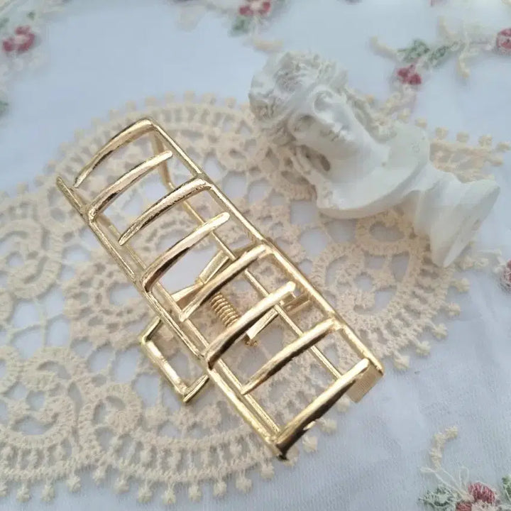 [BUNJANG] Gold Square Hair Clip / 골드 사각 헤어 집게핀 머리핀(새상품)