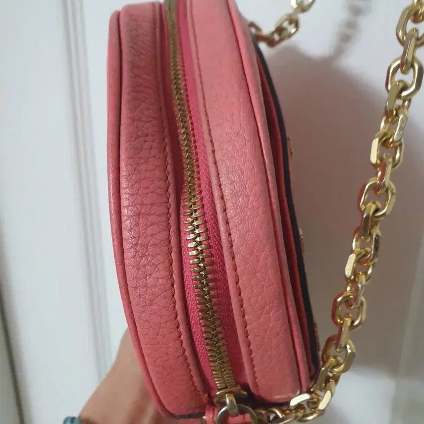 [BUNJANG] MCM Tambourine Crossbody Bag with Tassel / (정품) MCM 크로스 탬버린백 코랄  태슬포함