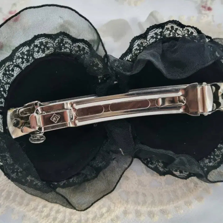 [BUNJANG] Black Beaded Ribbon Hairpin / 블랙 비즈 리본 헤어핀(새상품)