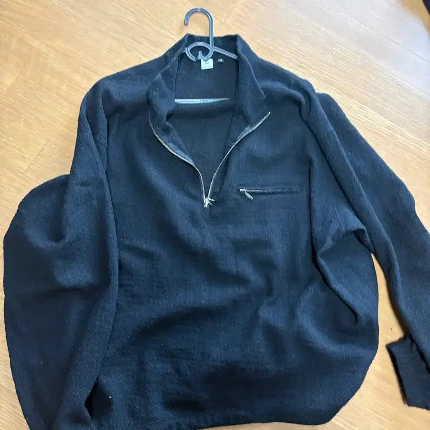 [BUNJANG] Polilite Boiled Wool Half Zip Black Size 2 (Patchless) / 폴리테루 보일드 울 하프집 블랙 2사이즈 (패치없는버전)