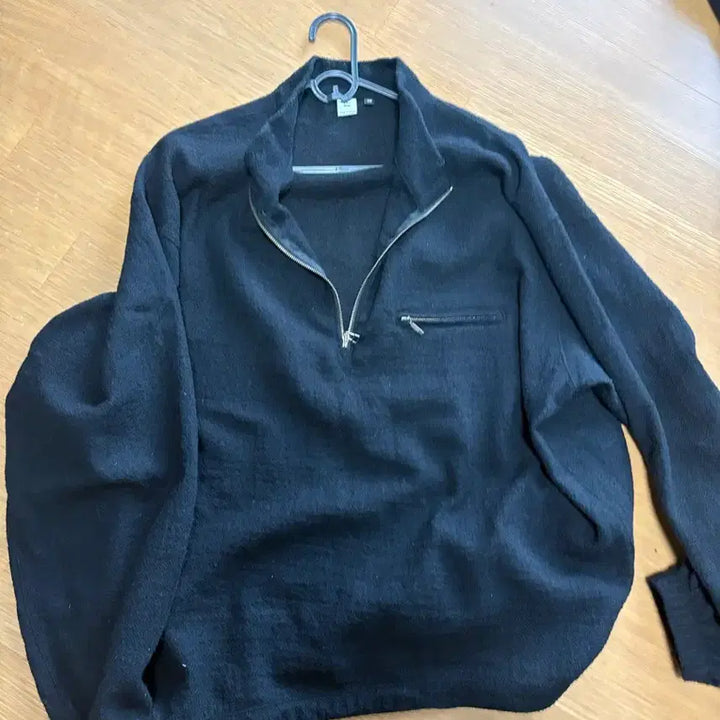 [BUNJANG] Polilite Boiled Wool Half Zip Black Size 2 (Patchless) / 폴리테루 보일드 울 하프집 블랙 2사이즈 (패치없는버전)