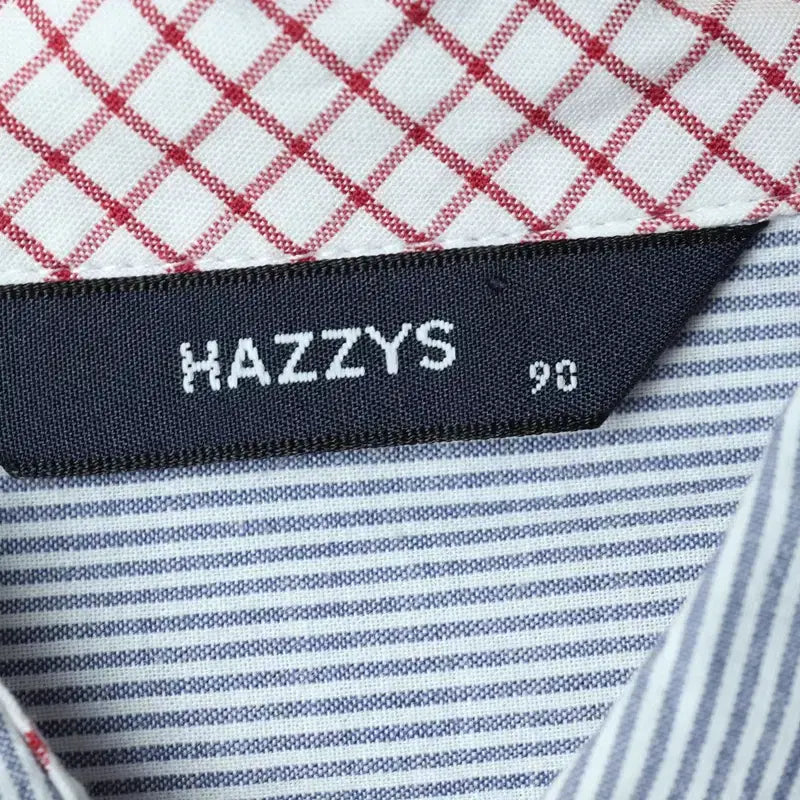 [BUNJANG] Hazzys Striped 7-Part Sleeve Shirt / W(M) 헤지스 셔츠 남방 7부 스트라이프 연블루 아메카지-17BED