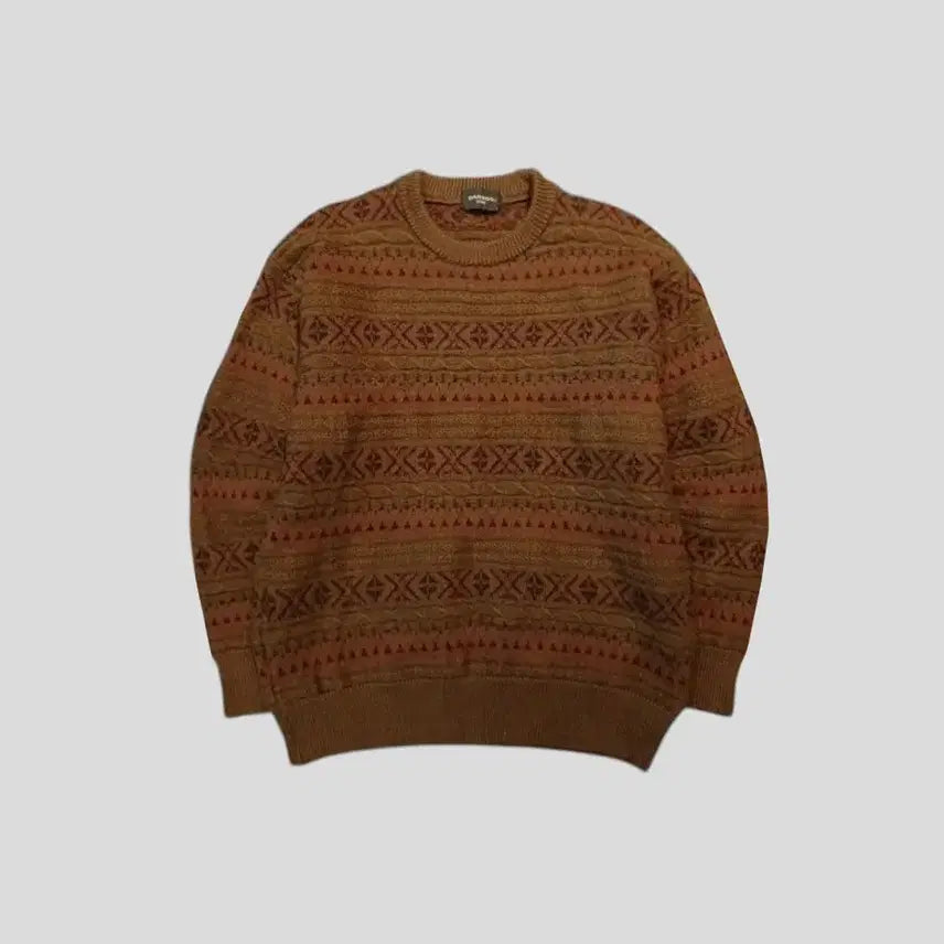 [BUNJANG] Vintage JP Wool Ethnic Nordic Pattern Sweater / 빈티지 JP 올리브그린 버건디 브릭오렌지 배색 에스닉 노르딕 패턴 울10