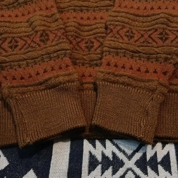 [BUNJANG] Vintage JP Wool Ethnic Nordic Pattern Sweater / 빈티지 JP 올리브그린 버건디 브릭오렌지 배색 에스닉 노르딕 패턴 울10