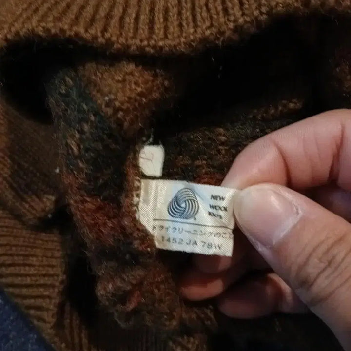 [BUNJANG] Vintage JP Wool Ethnic Nordic Pattern Sweater / 빈티지 JP 올리브그린 버건디 브릭오렌지 배색 에스닉 노르딕 패턴 울10