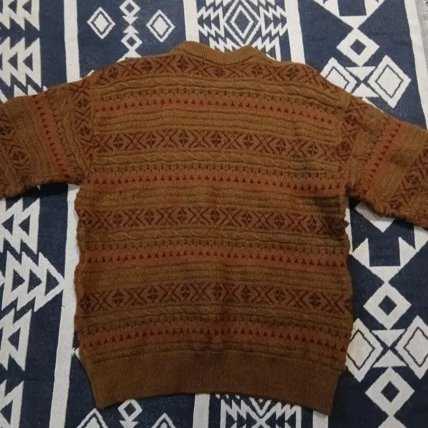[BUNJANG] Vintage JP Wool Ethnic Nordic Pattern Sweater / 빈티지 JP 올리브그린 버건디 브릭오렌지 배색 에스닉 노르딕 패턴 울10