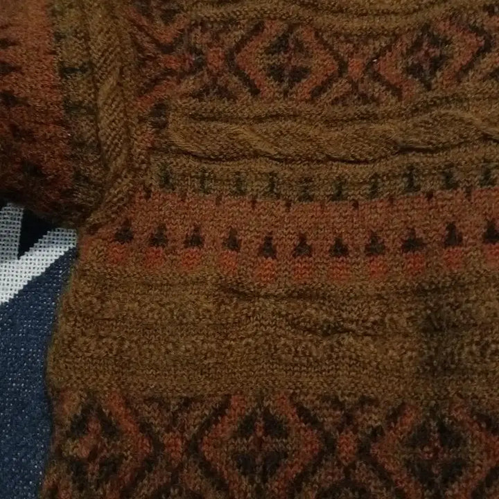 [BUNJANG] Vintage JP Wool Ethnic Nordic Pattern Sweater / 빈티지 JP 올리브그린 버건디 브릭오렌지 배색 에스닉 노르딕 패턴 울10