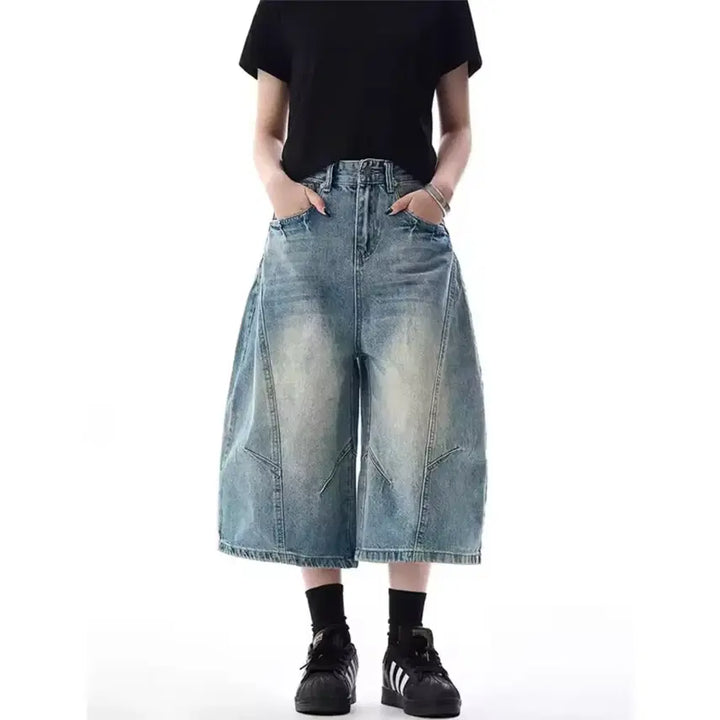 [SOLD OUT] 와이드 버뮤다 데님 팬츠 / 데일리 캐주얼 유니크 긱시크 y2k 빈티지