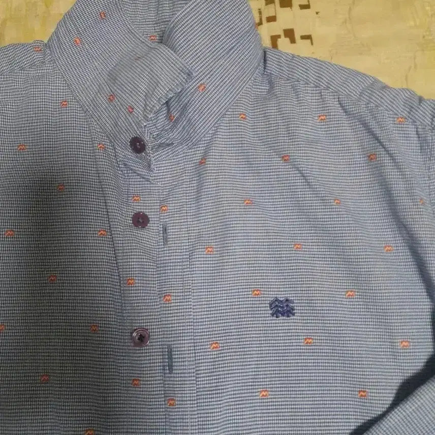 [BUNJANG] Kolon Blue Dot Long Sleeve Shirt / 코오롱 블루 도트 긴팔 남방 셔츠 100