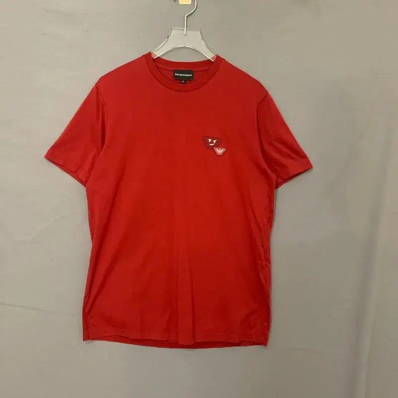 [BUNJANG] Emporio Armani Logo Patch Red Short Sleeve T-shirt / M 엠포리오 아르마니 로고 패치 레드 반팔티