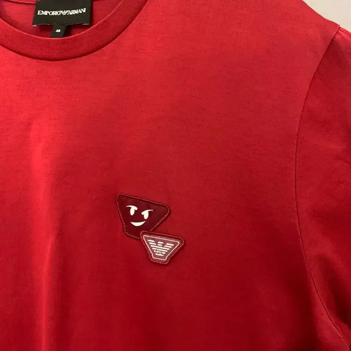 [BUNJANG] Emporio Armani Logo Patch Red Short Sleeve T-shirt / M 엠포리오 아르마니 로고 패치 레드 반팔티