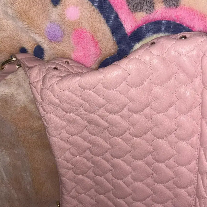 [BUNJANG] Vintage Lovecat Heart Quilting Shoulder Bag / 빈티지 러브캣 하트 퀄팅 핑크 숄더백 가방 갸루 구제 히메 도트백