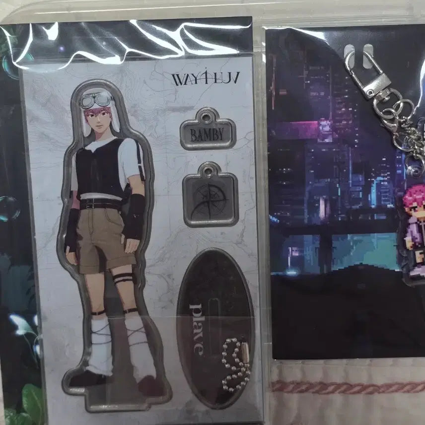 [BUNJANG] PLAVE Bambi Acrylic Stand &amp; Pixel World Keyring Bundle Set / 플레이브 웨이포럽 밤비 아크릴 스탠드+픽셀월드 키링 일괄