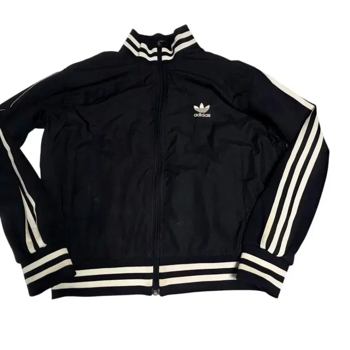 [BUNJANG] Adidas Trefoil Track Top Jacket / [아디다스] 올블랙 화이트 배색 트레포일 백로고 트랙탑 점퍼 10ㅔ