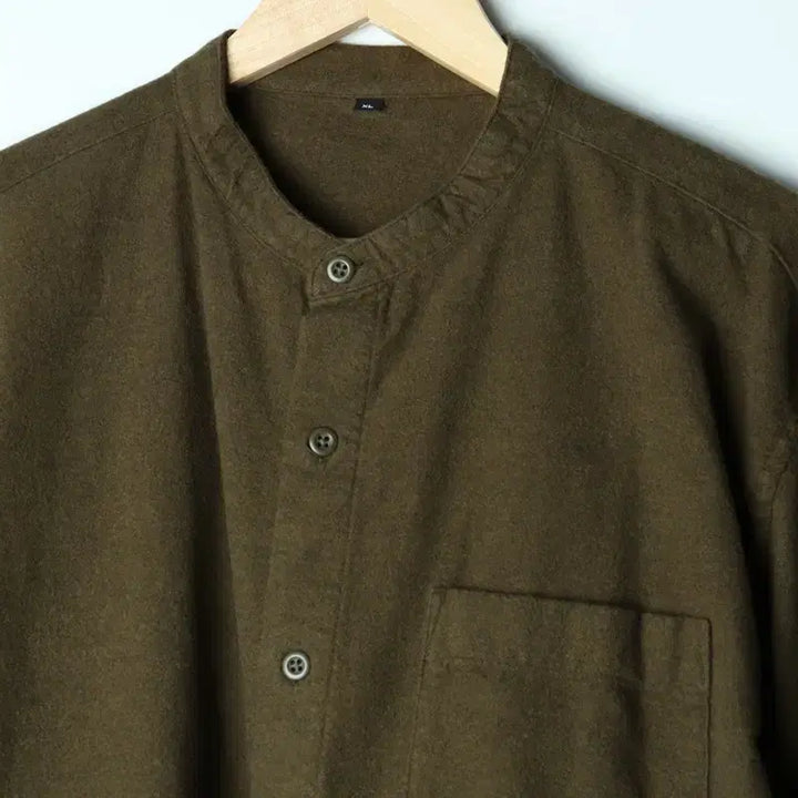 [BUNJANG] Unbranded Khaki Fleece Lined Shirt / (XL-2XL) 무지 셔츠 남방 얇은기모 카키-17BC2