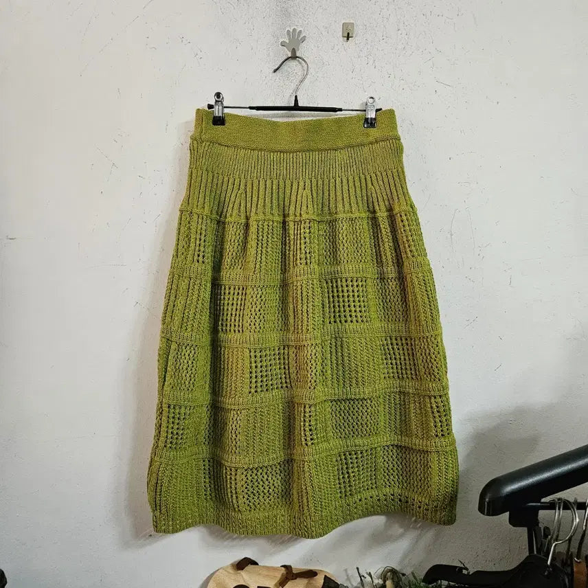[BUNJANG] Olive Green Knit Long Skirt / 니트 스커트 올리브 그린 롱 스커트