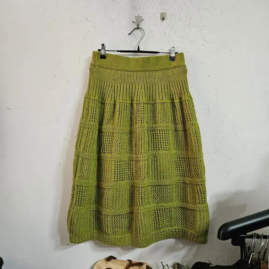 [BUNJANG] Olive Green Knit Long Skirt / 니트 스커트 올리브 그린 롱 스커트