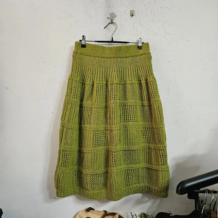 [BUNJANG] Olive Green Knit Long Skirt / 니트 스커트 올리브 그린 롱 스커트