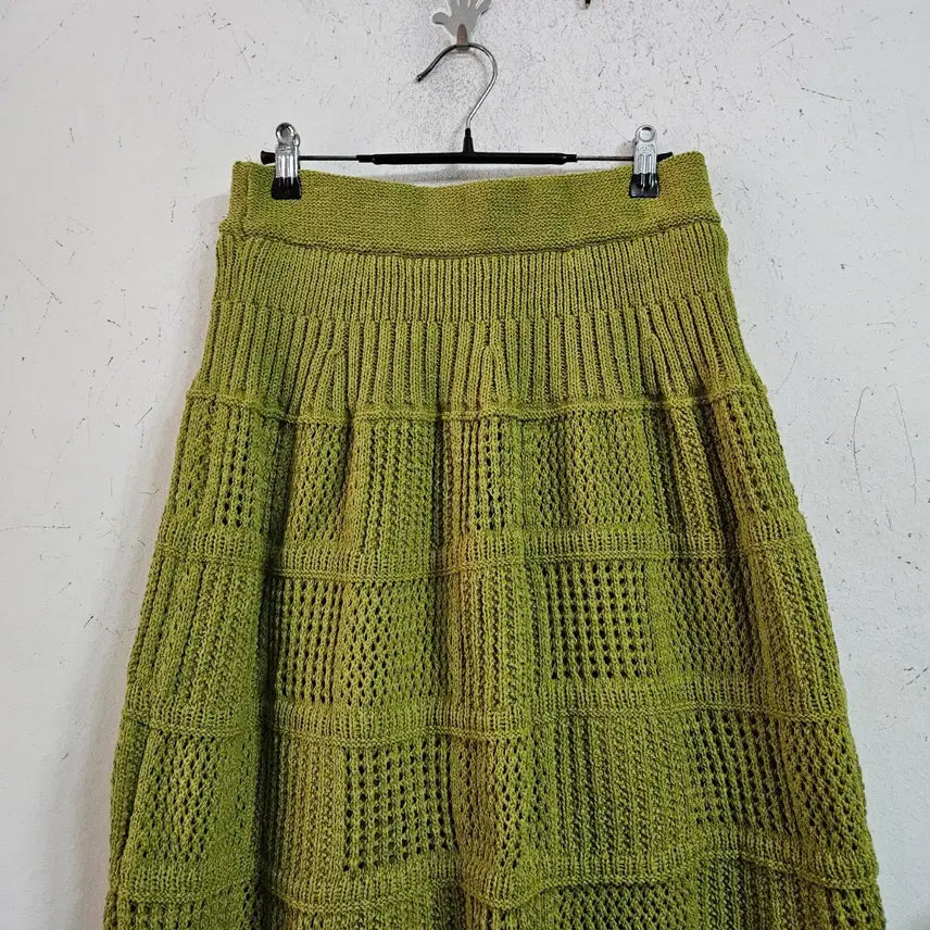 [BUNJANG] Olive Green Knit Long Skirt / 니트 스커트 올리브 그린 롱 스커트