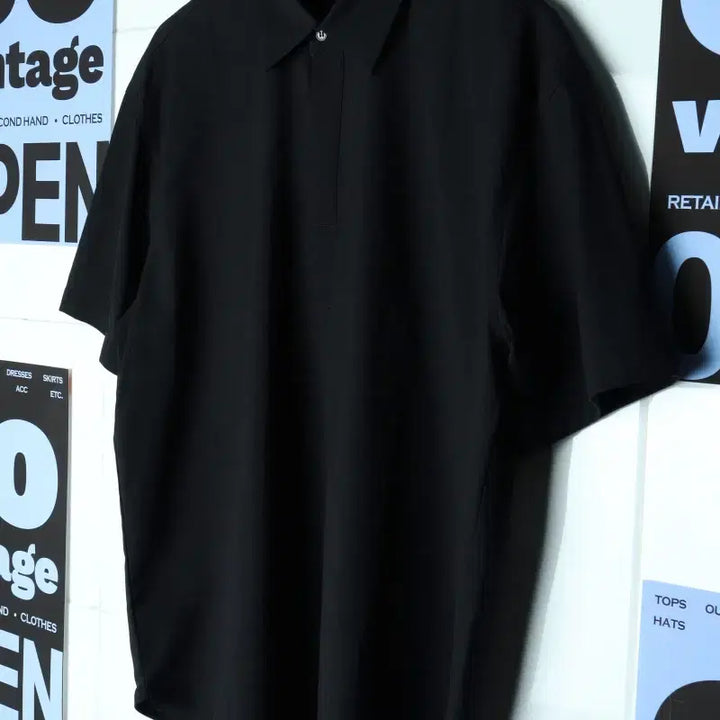 [BUNJANG] Drawfit Black Boxy Short Sleeve Polo Shirt / (L-2XL) 드로우핏 반팔 카라 티셔츠 블랙 박시 아메카지-17B89