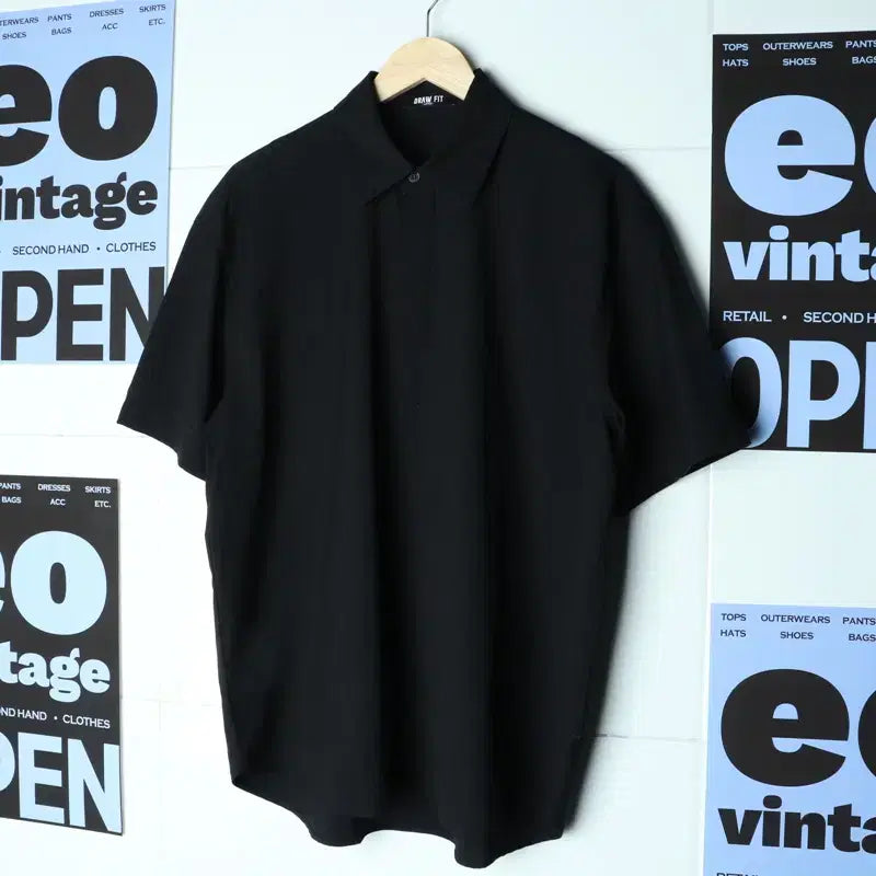 [BUNJANG] Drawfit Black Boxy Short Sleeve Polo Shirt / (L-2XL) 드로우핏 반팔 카라 티셔츠 블랙 박시 아메카지-17B89