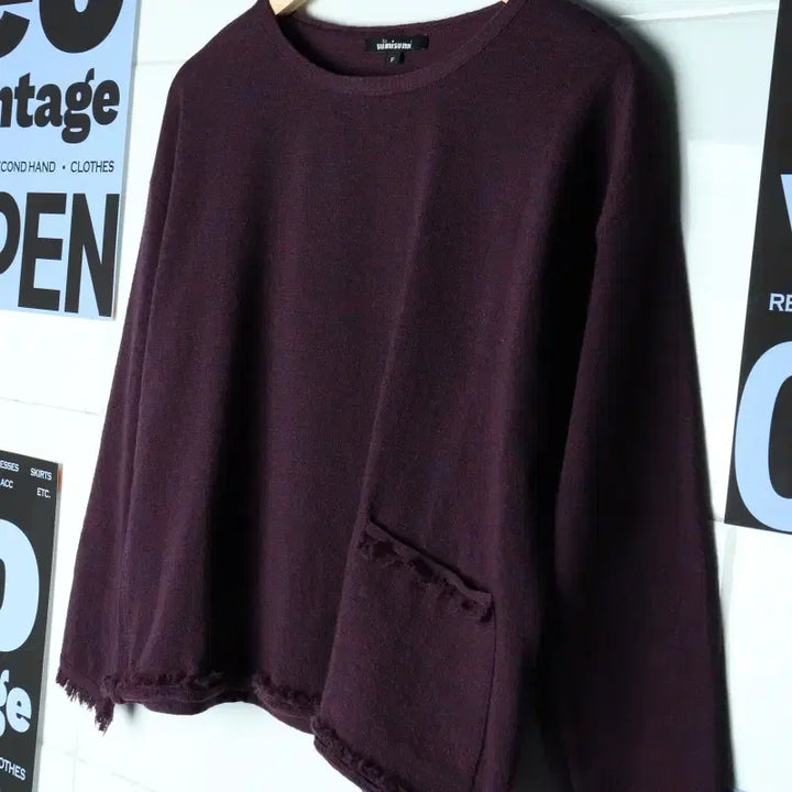 [BUNJANG] W Sumi Sumi Purple Crop Knit Top / W(F) 수미수미 니트 얇은 퍼플 크롭-17B8A