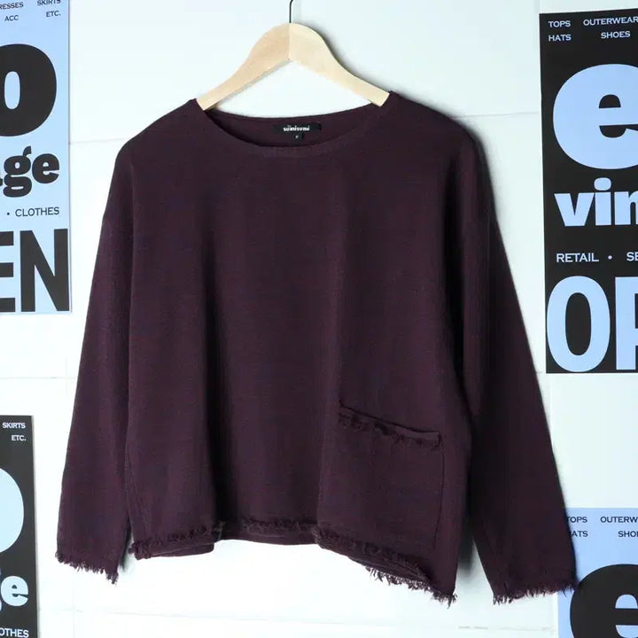 [BUNJANG] W Sumi Sumi Purple Crop Knit Top / W(F) 수미수미 니트 얇은 퍼플 크롭-17B8A