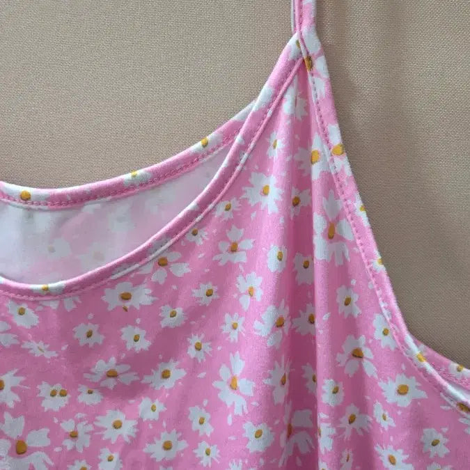 [BUNJANG] Pink Daisy Flower Slip Dress / 핑크 데이지 플라워 슬립 원피스