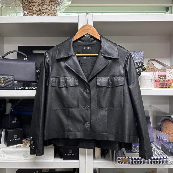 [BUNJANG] TIME Black Leather Jacket / [ 한섬 ] TIME 타임 블랙컬러 레더 자켓