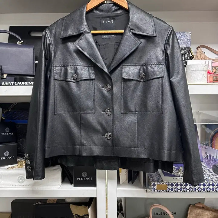 [BUNJANG] TIME Black Leather Jacket / [ 한섬 ] TIME 타임 블랙컬러 레더 자켓