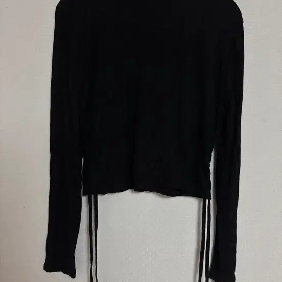 [BUNJANG] Black Denim Bra Top Design Long Sleeve Shirring T-shirt / (새상품) 블랙 데님 브라탑 디자인 일체형 긴팔 셔링 티셔츠 FREE