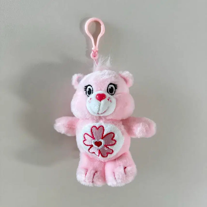 [BUNJANG] Care Bears Pink Flower Plush Keyring / 케어베어 플라워 분홍색 인형 키링