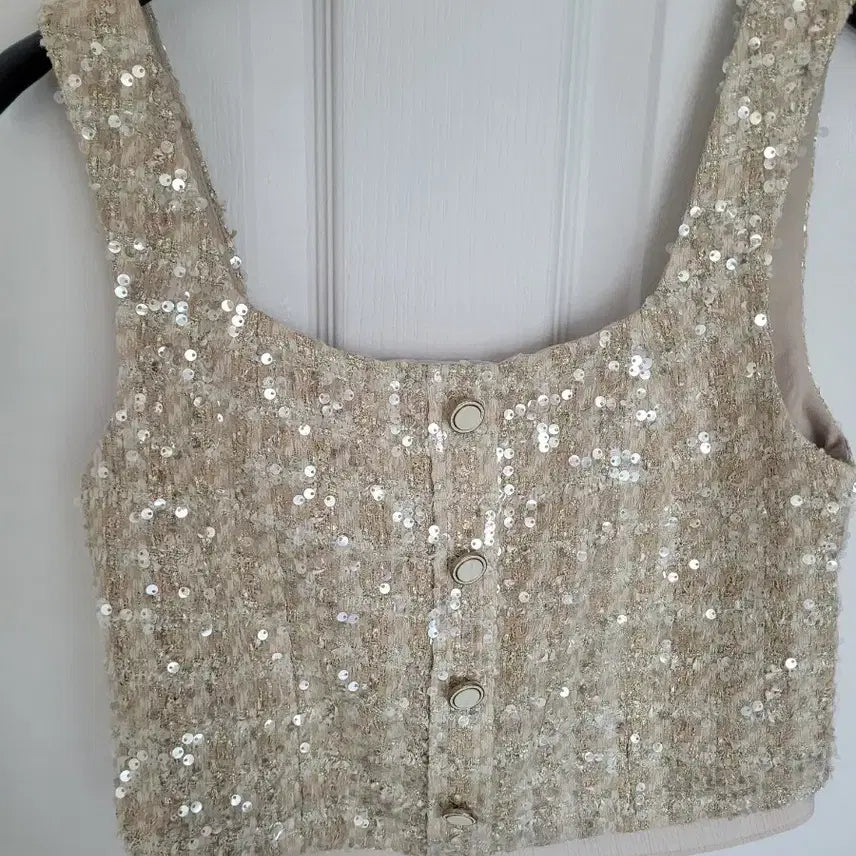 [BUNJANG] Voca Vaca Tweed Sequin Two-Piece Set / 보카바카 트위드스팽글 투피스