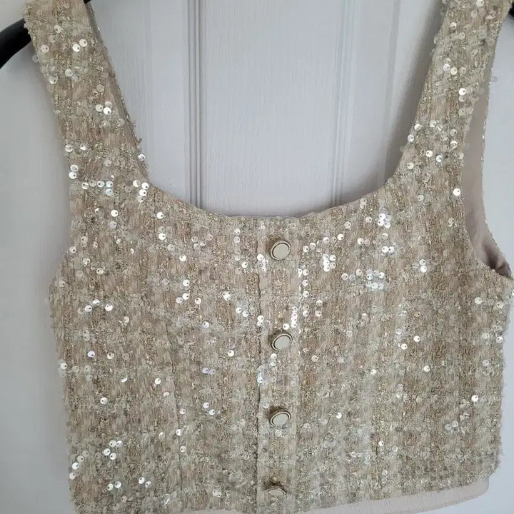 [BUNJANG] Voca Vaca Tweed Sequin Two-Piece Set / 보카바카 트위드스팽글 투피스