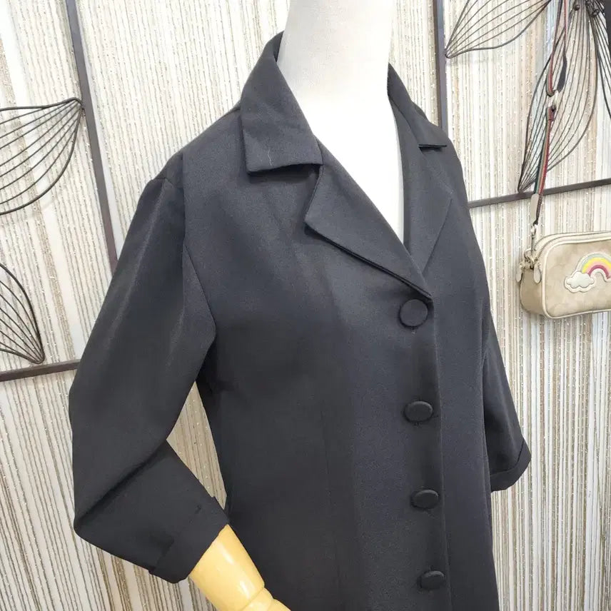 [SOLD OUT] 블랙 단추 포켓 7부소매 원피스/택배가능