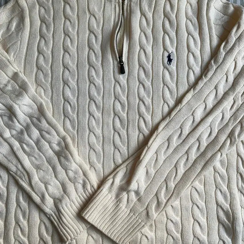[BUNJANG] Polo Ralph Lauren White Cotton Knit Sweater / 폴로 랄프 로렌 화이트 코튼 니트