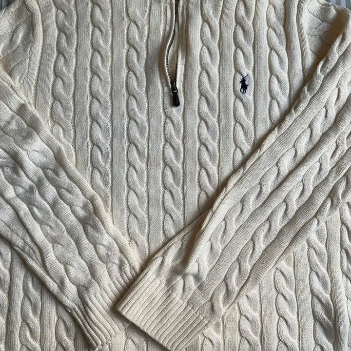 [BUNJANG] Polo Ralph Lauren White Cotton Knit Sweater / 폴로 랄프 로렌 화이트 코튼 니트