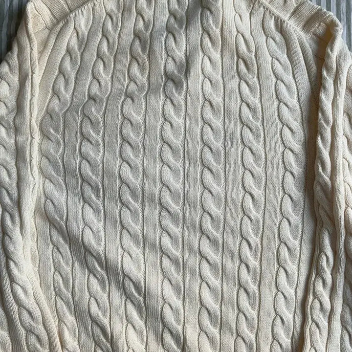 [BUNJANG] Polo Ralph Lauren White Cotton Knit Sweater / 폴로 랄프 로렌 화이트 코튼 니트