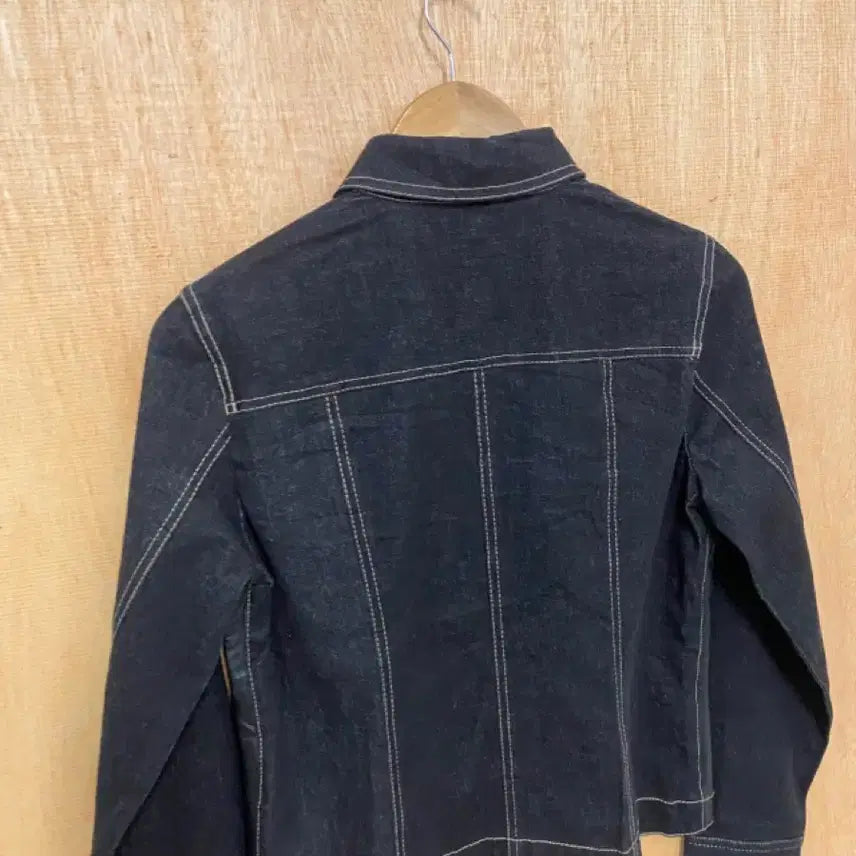 [BUNJANG] Vintage Japanese Real Leather Denim Trucker Jacket / 일본 빈티지 리얼레더 데님 트러커 자켓