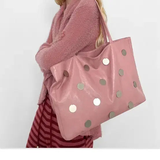 [BUNJANG] Polysuem Pink Metal Disc Shopper Bag / 폴리수엠 핑크 메탈 디스크 쇼퍼백