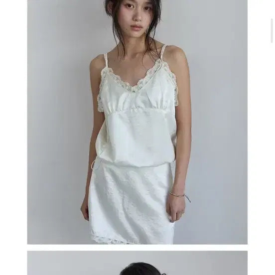 [BUNJANG] Hocus Pocus Cream Lace Slip Bustier / 호쿠스포쿠스 크림 레이스 슬립 뷔스티에