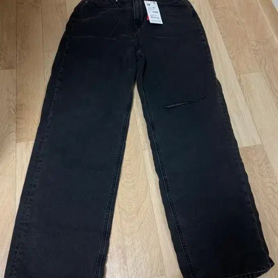 [BUNJANG] SPAO High-Waist Black Denim Wide Pants / (새상품)택 붙어있음 스파오 흑청 하이웨스트 와이드 팬츠 바지 정가:39