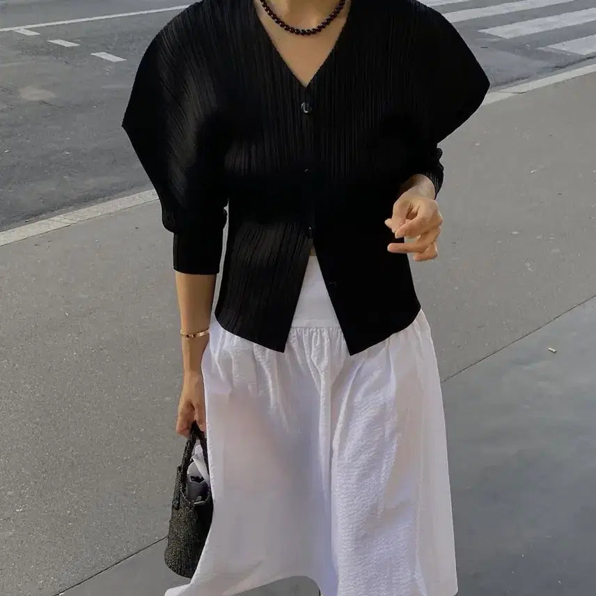 [BUNJANG] Studio Simplemung Pleats Cardigan (Beige) / 스튜디오 심플멍 바잉상품 플리츠가디건 (베이지)