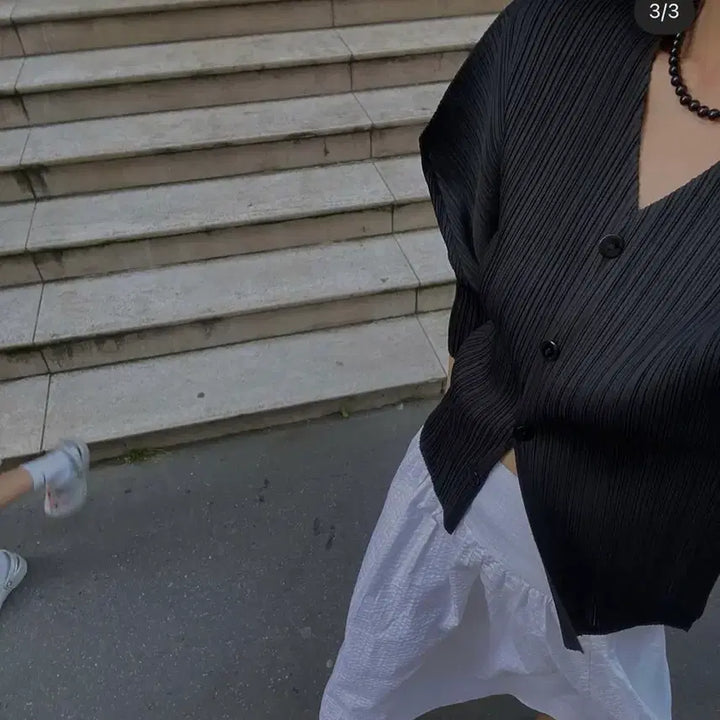[BUNJANG] Studio Simplemung Pleats Cardigan (Beige) / 스튜디오 심플멍 바잉상품 플리츠가디건 (베이지)