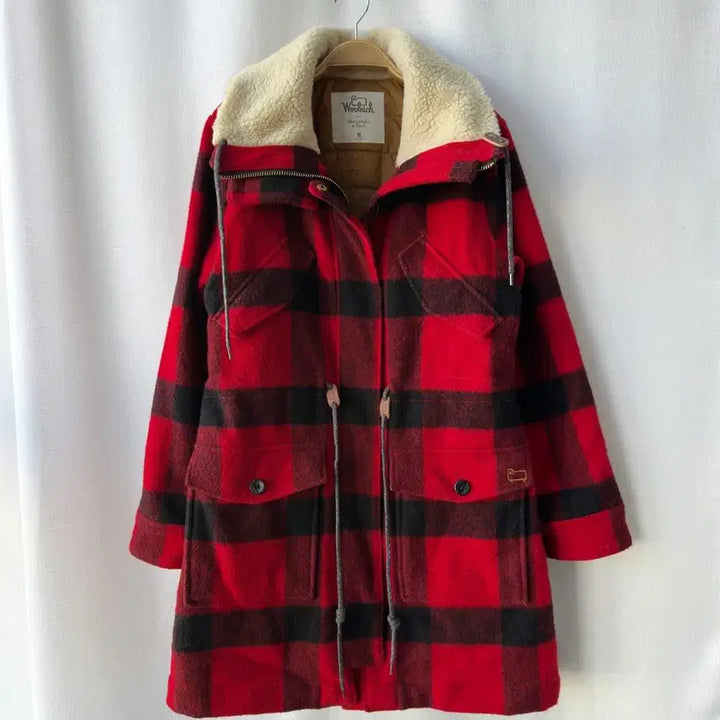 [BUNJANG] Woolrich x Abercrombie Check Wool Coat Red M / 울리치 x 아베크롬비 체크 울 코트 레드 M