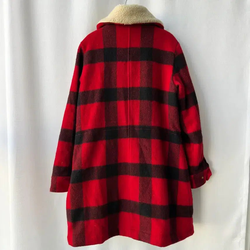 [BUNJANG] Woolrich x Abercrombie Check Wool Coat Red M / 울리치 x 아베크롬비 체크 울 코트 레드 M