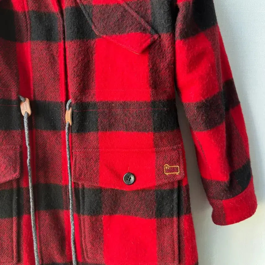 [BUNJANG] Woolrich x Abercrombie Check Wool Coat Red M / 울리치 x 아베크롬비 체크 울 코트 레드 M