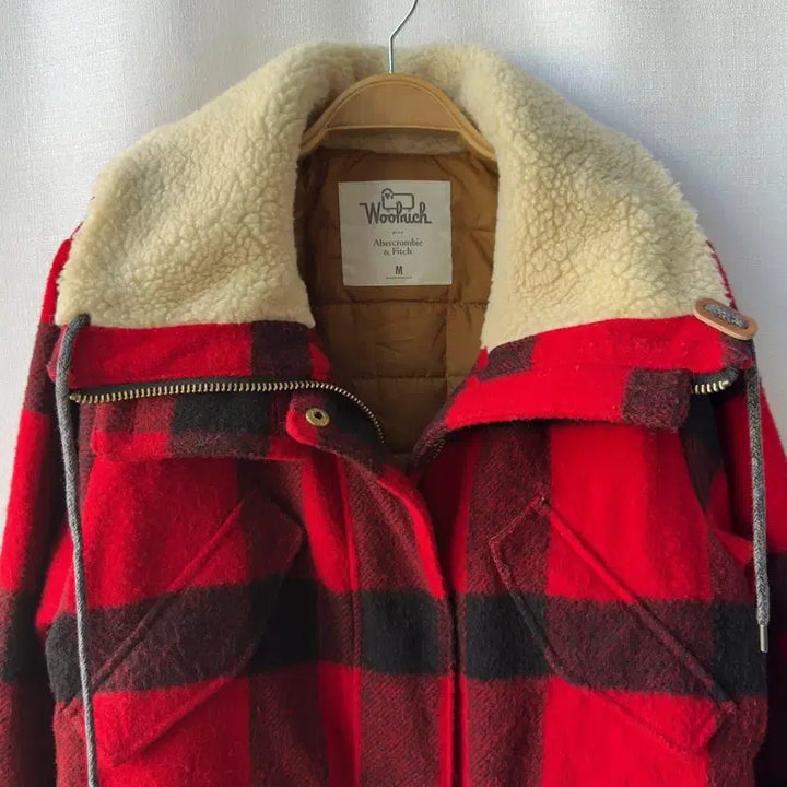 [BUNJANG] Woolrich x Abercrombie Check Wool Coat Red M / 울리치 x 아베크롬비 체크 울 코트 레드 M