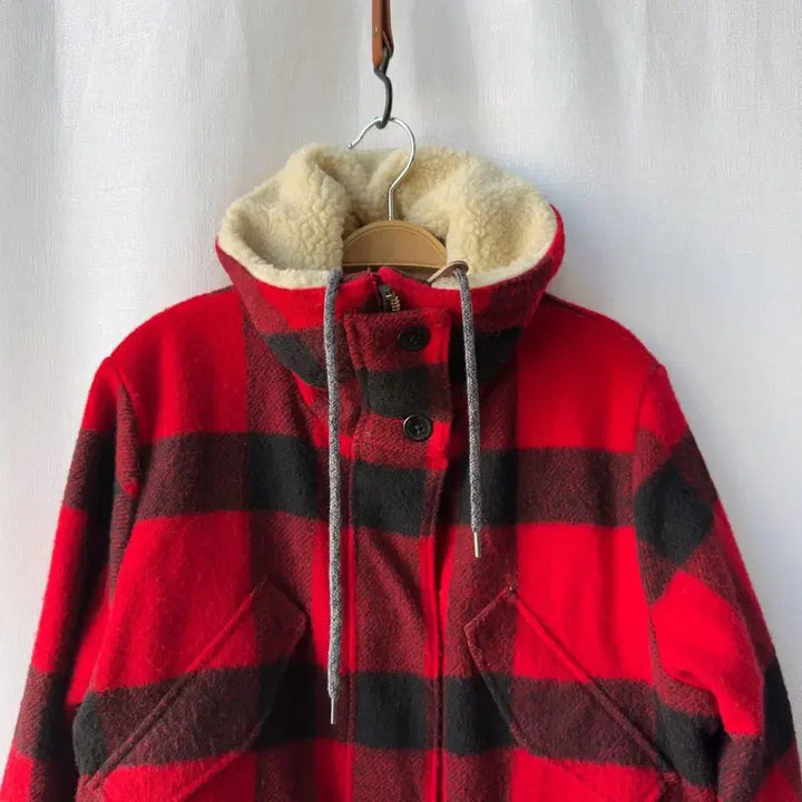 [BUNJANG] Woolrich x Abercrombie Check Wool Coat Red M / 울리치 x 아베크롬비 체크 울 코트 레드 M
